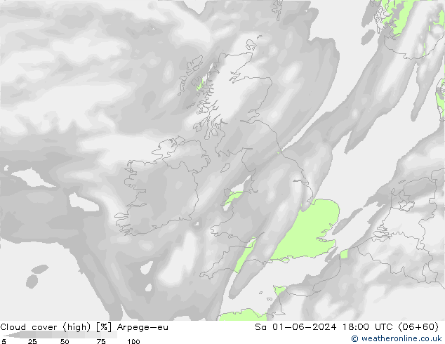 Nuages (élevé) Arpege-eu sam 01.06.2024 18 UTC