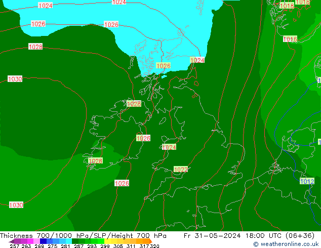 Thck 700-1000 hPa Arpege-eu Pá 31.05.2024 18 UTC