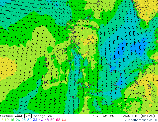 ветер 10 m Arpege-eu пт 31.05.2024 12 UTC