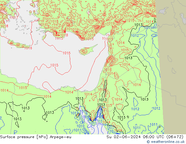 Surface pressure Arpege-eu Su 02.06.2024 06 UTC