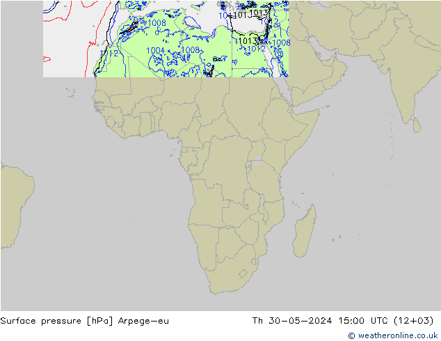 приземное давление Arpege-eu чт 30.05.2024 15 UTC