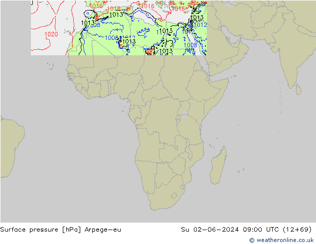 приземное давление Arpege-eu Вс 02.06.2024 09 UTC
