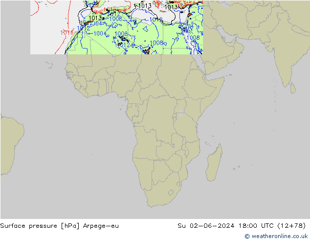 Bodendruck Arpege-eu So 02.06.2024 18 UTC