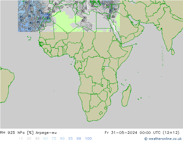 RH 925 hPa Arpege-eu pt. 31.05.2024 00 UTC