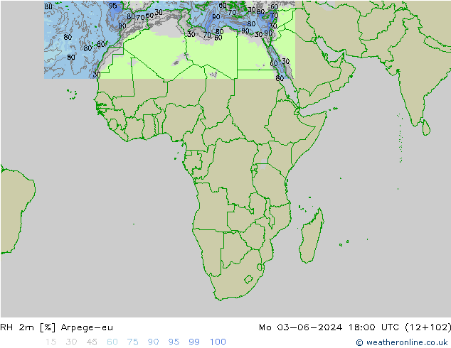 RH 2m Arpege-eu Seg 03.06.2024 18 UTC