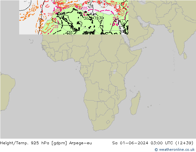 Height/Temp. 925 hPa Arpege-eu Sa 01.06.2024 03 UTC