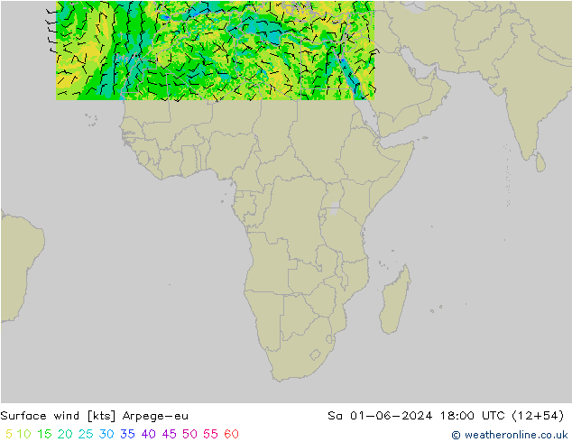 Viento 10 m Arpege-eu sáb 01.06.2024 18 UTC