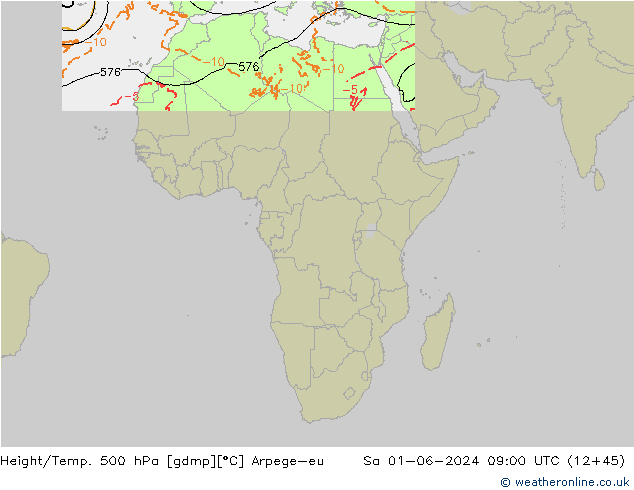 Height/Temp. 500 hPa Arpege-eu Sa 01.06.2024 09 UTC