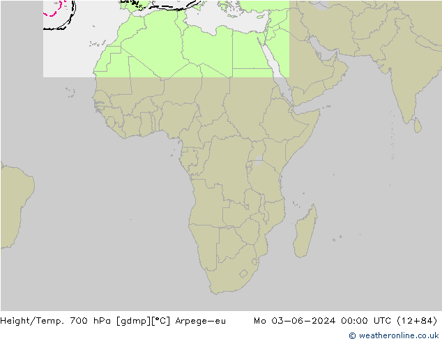 Height/Temp. 700 hPa Arpege-eu  03.06.2024 00 UTC