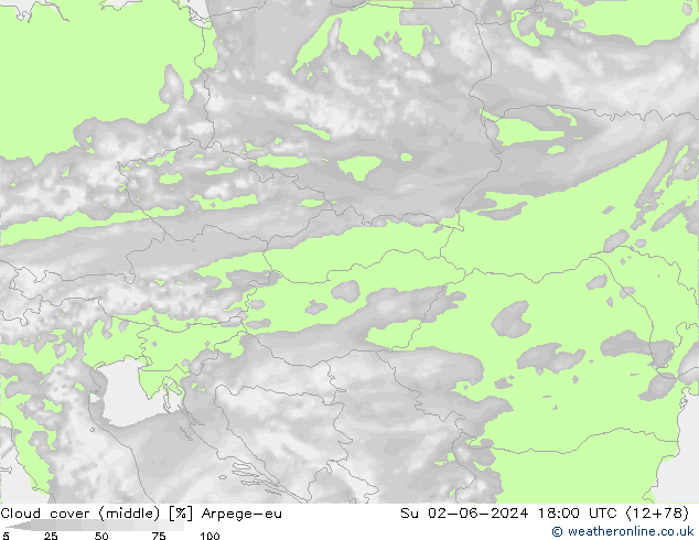 oblačnosti uprostřed Arpege-eu Ne 02.06.2024 18 UTC