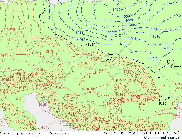 Presión superficial Arpege-eu dom 02.06.2024 15 UTC