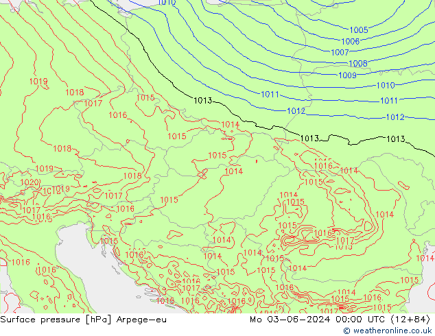 Surface pressure Arpege-eu Mo 03.06.2024 00 UTC