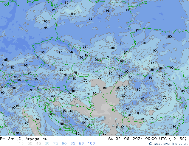 RH 2m Arpege-eu Su 02.06.2024 00 UTC