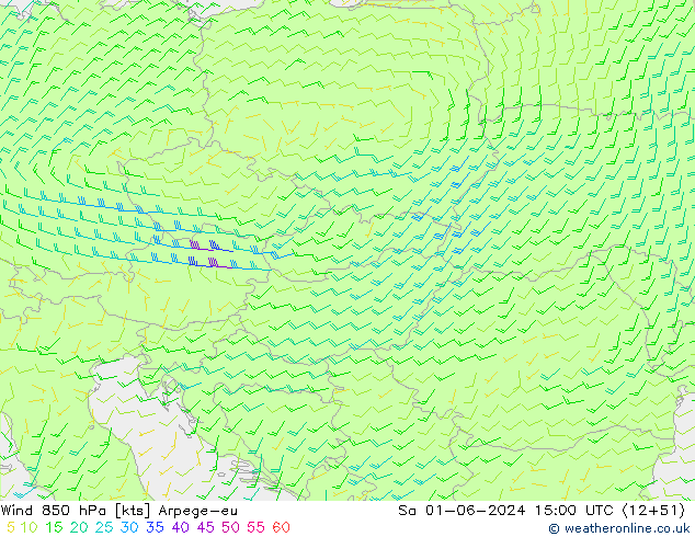 Wind 850 hPa Arpege-eu Sa 01.06.2024 15 UTC