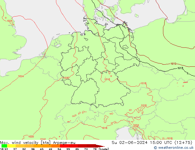 Windböen Arpege-eu So 02.06.2024 15 UTC