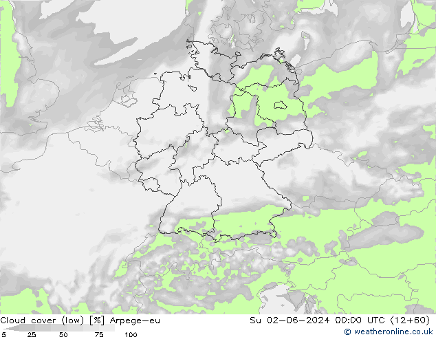 Bulutlar (düşük) Arpege-eu Paz 02.06.2024 00 UTC
