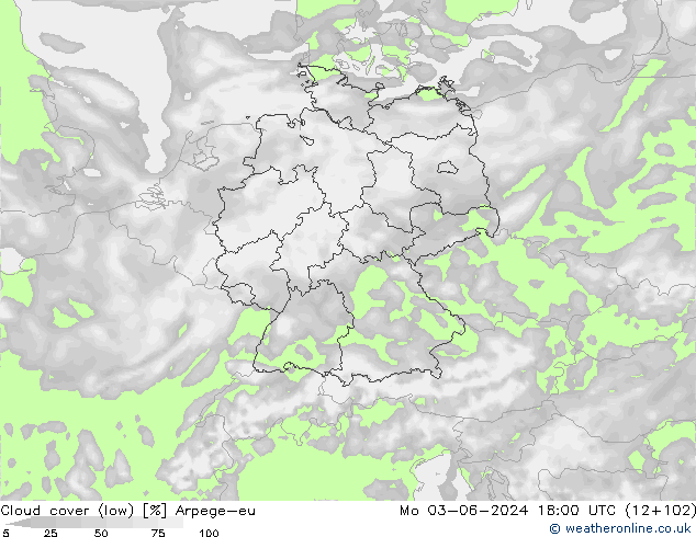 zachmurzenie (niskie) Arpege-eu pon. 03.06.2024 18 UTC