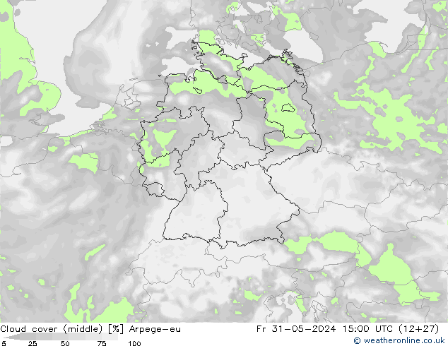 Wolken (mittel) Arpege-eu Fr 31.05.2024 15 UTC