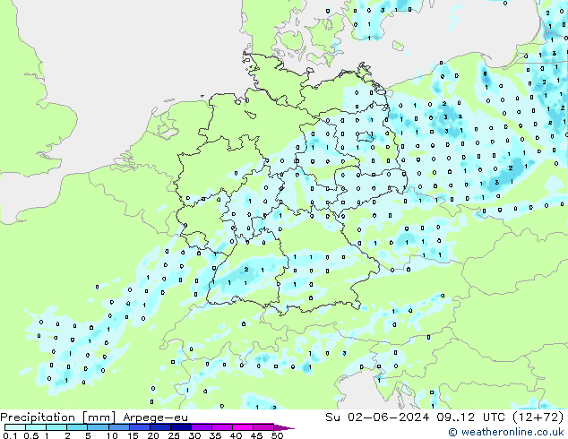 Precipitación Arpege-eu dom 02.06.2024 12 UTC