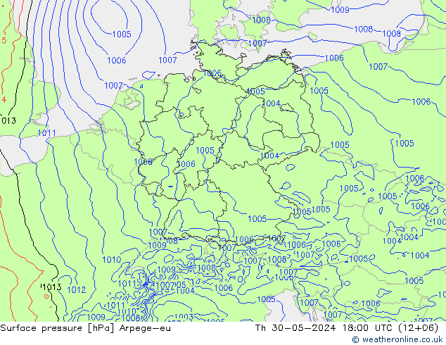 Yer basıncı Arpege-eu Per 30.05.2024 18 UTC