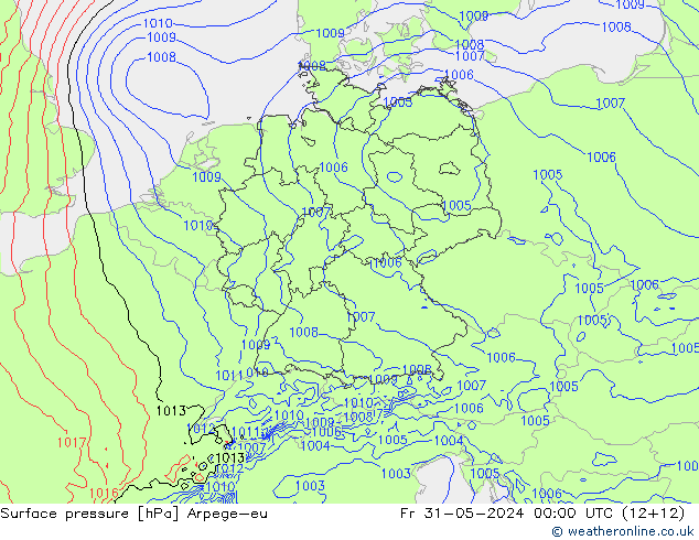 Surface pressure Arpege-eu Fr 31.05.2024 00 UTC
