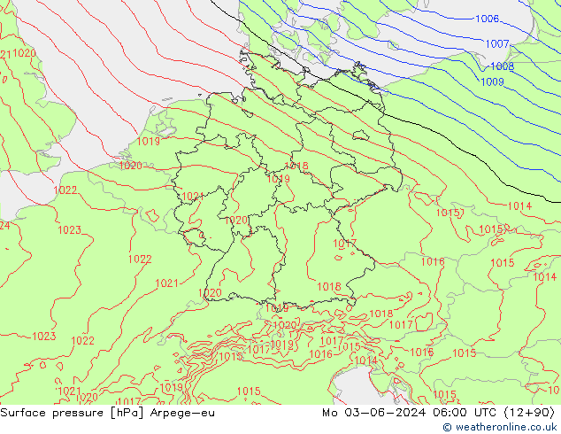 pression de l'air Arpege-eu lun 03.06.2024 06 UTC