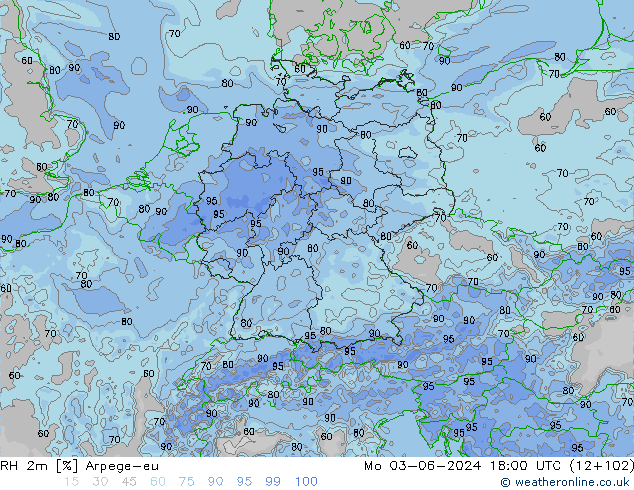 RH 2m Arpege-eu Seg 03.06.2024 18 UTC