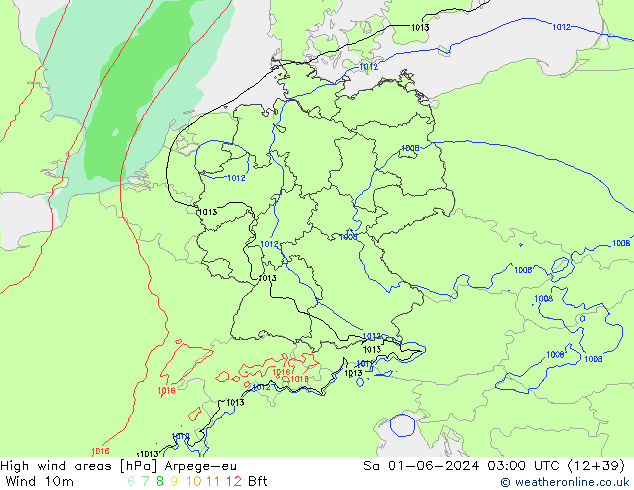 High wind areas Arpege-eu sab 01.06.2024 03 UTC