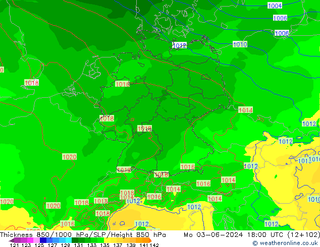 Thck 850-1000 гПа Arpege-eu пн 03.06.2024 18 UTC