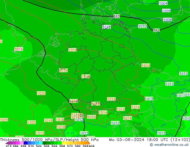 Thck 500-1000hPa Arpege-eu Mo 03.06.2024 18 UTC