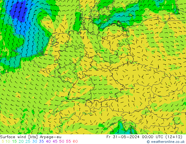 Viento 10 m Arpege-eu vie 31.05.2024 00 UTC