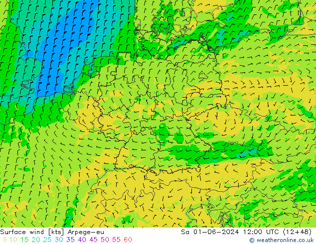 Surface wind Arpege-eu So 01.06.2024 12 UTC