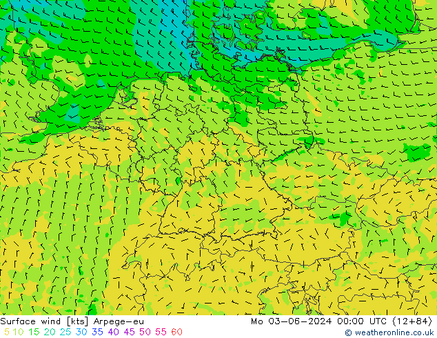 Surface wind Arpege-eu Po 03.06.2024 00 UTC