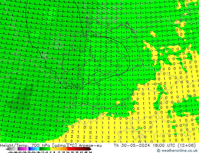 Yükseklik/Sıc. 700 hPa Arpege-eu Per 30.05.2024 18 UTC