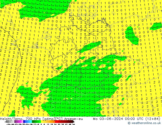 Hoogte/Temp. 700 hPa Arpege-eu ma 03.06.2024 00 UTC