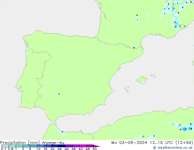 Precipitación Arpege-eu lun 03.06.2024 15 UTC