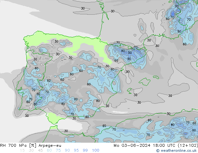 RV 700 hPa Arpege-eu ma 03.06.2024 18 UTC