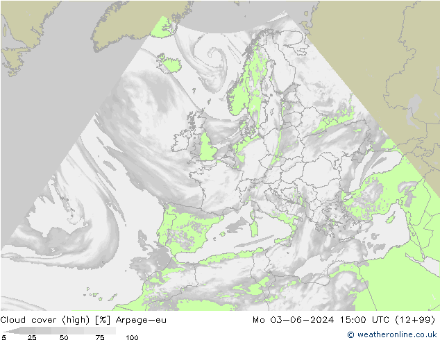 Wolken (hohe) Arpege-eu Mo 03.06.2024 15 UTC