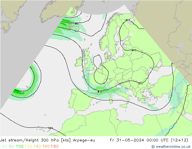 Jet stream/Height 300 hPa Arpege-eu Fr 31.05.2024 00 UTC