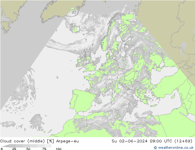 oblačnosti uprostřed Arpege-eu Ne 02.06.2024 09 UTC