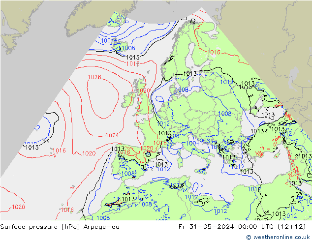 Surface pressure Arpege-eu Fr 31.05.2024 00 UTC