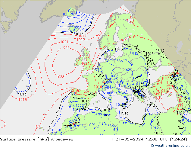 Surface pressure Arpege-eu Fr 31.05.2024 12 UTC