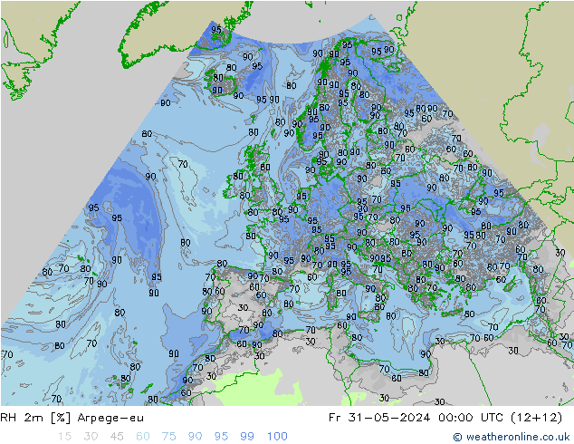 RH 2m Arpege-eu Fr 31.05.2024 00 UTC