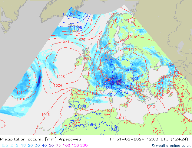 Toplam Yağış Arpege-eu Cu 31.05.2024 12 UTC
