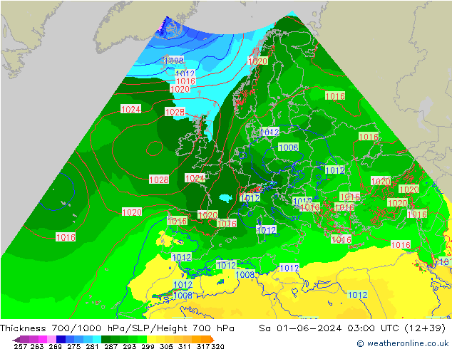 Thck 700-1000 hPa Arpege-eu Sa 01.06.2024 03 UTC