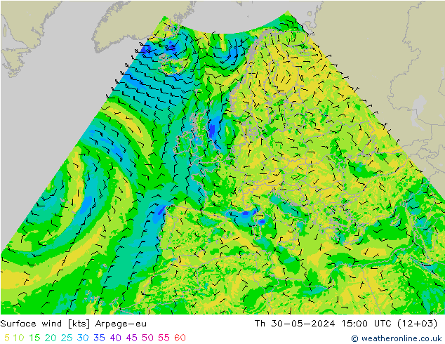 风 10 米 Arpege-eu 星期四 30.05.2024 15 UTC
