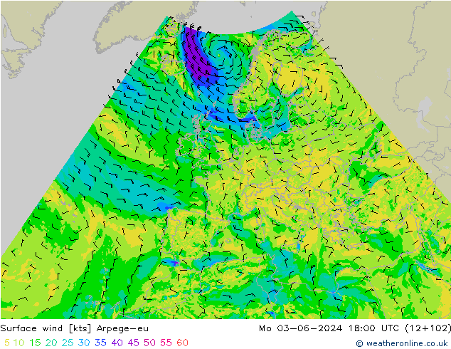 Rüzgar 10 m Arpege-eu Pzt 03.06.2024 18 UTC