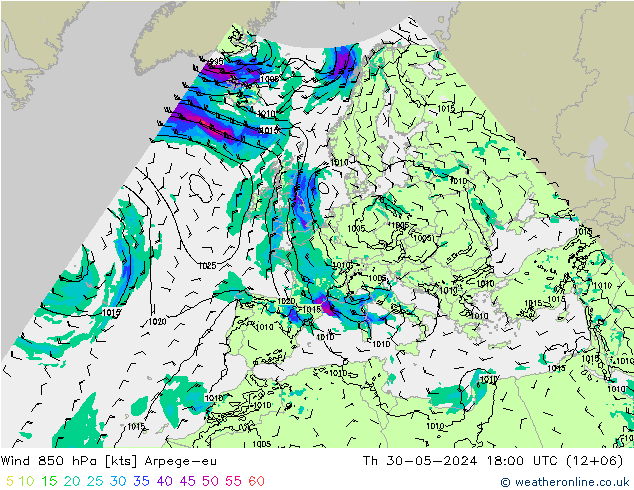  850 hPa Arpege-eu  30.05.2024 18 UTC