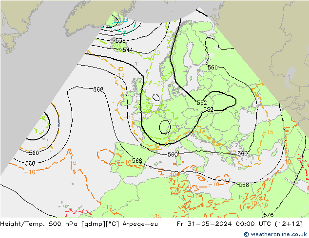 Height/Temp. 500 hPa Arpege-eu Fr 31.05.2024 00 UTC