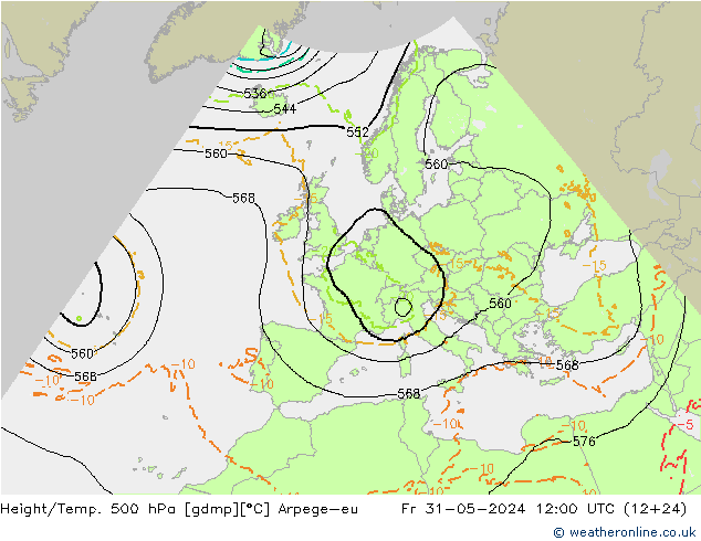 Height/Temp. 500 hPa Arpege-eu Fr 31.05.2024 12 UTC